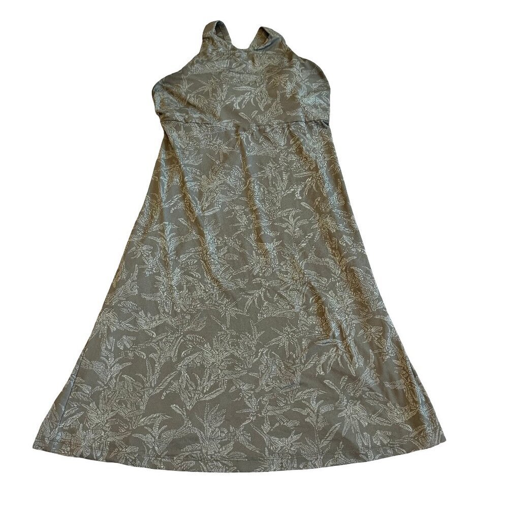 Patagonia Sleeveless Jersey Knit Stretch Dress Tropical Leaf Print Size Small